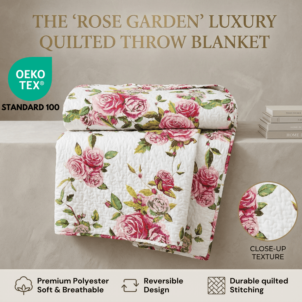 Romantic Roses Floral Throw Blanket