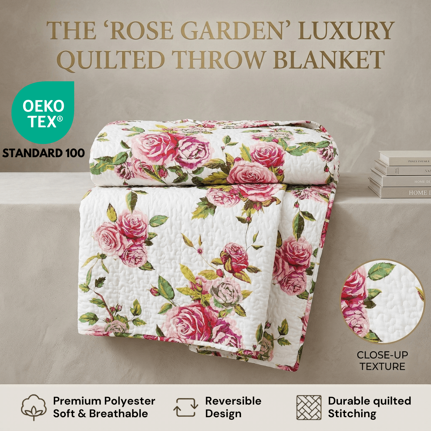 Romantic Roses Floral Throw Blanket