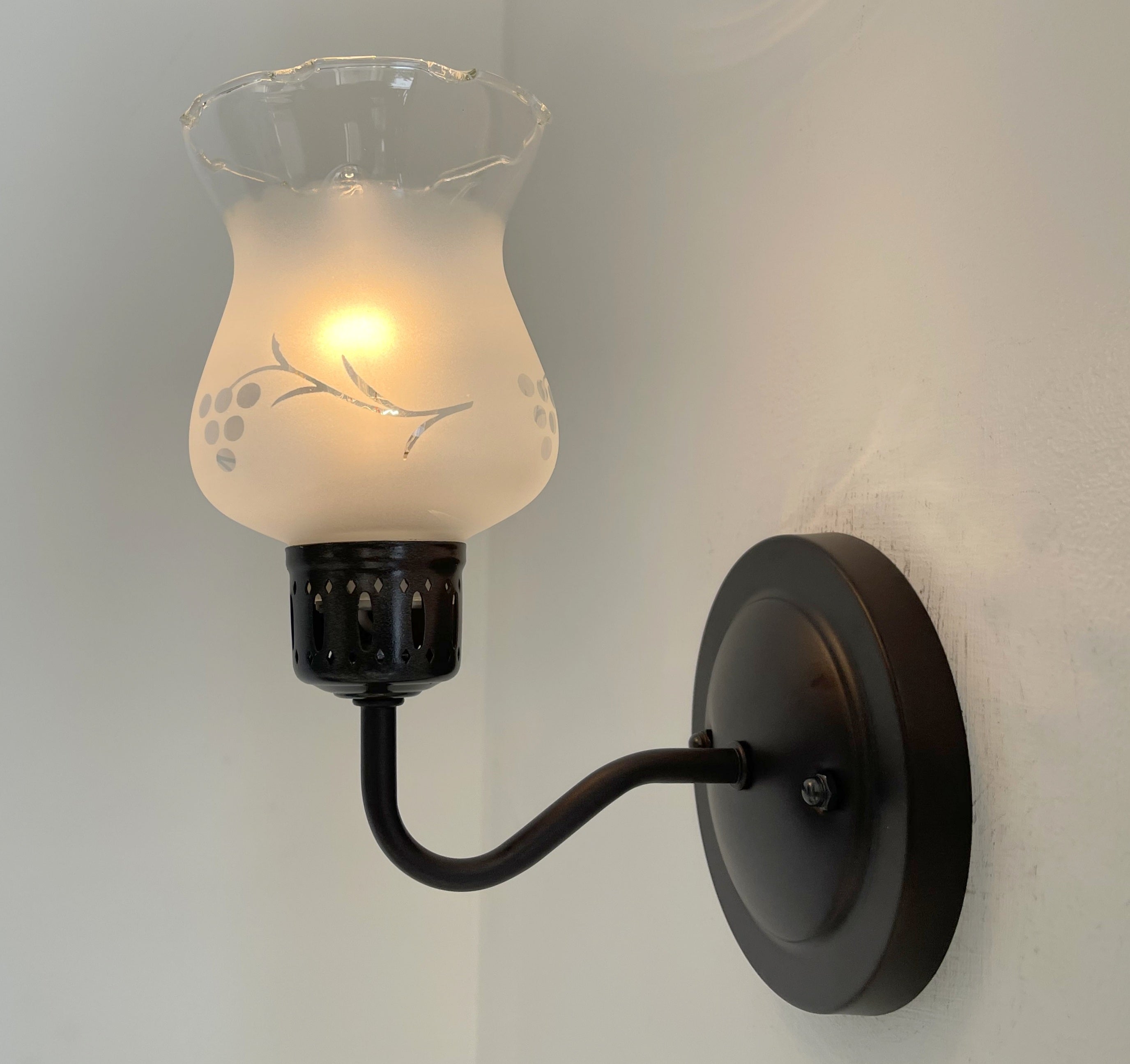 Etched Antique Glass Wall Sconce Light