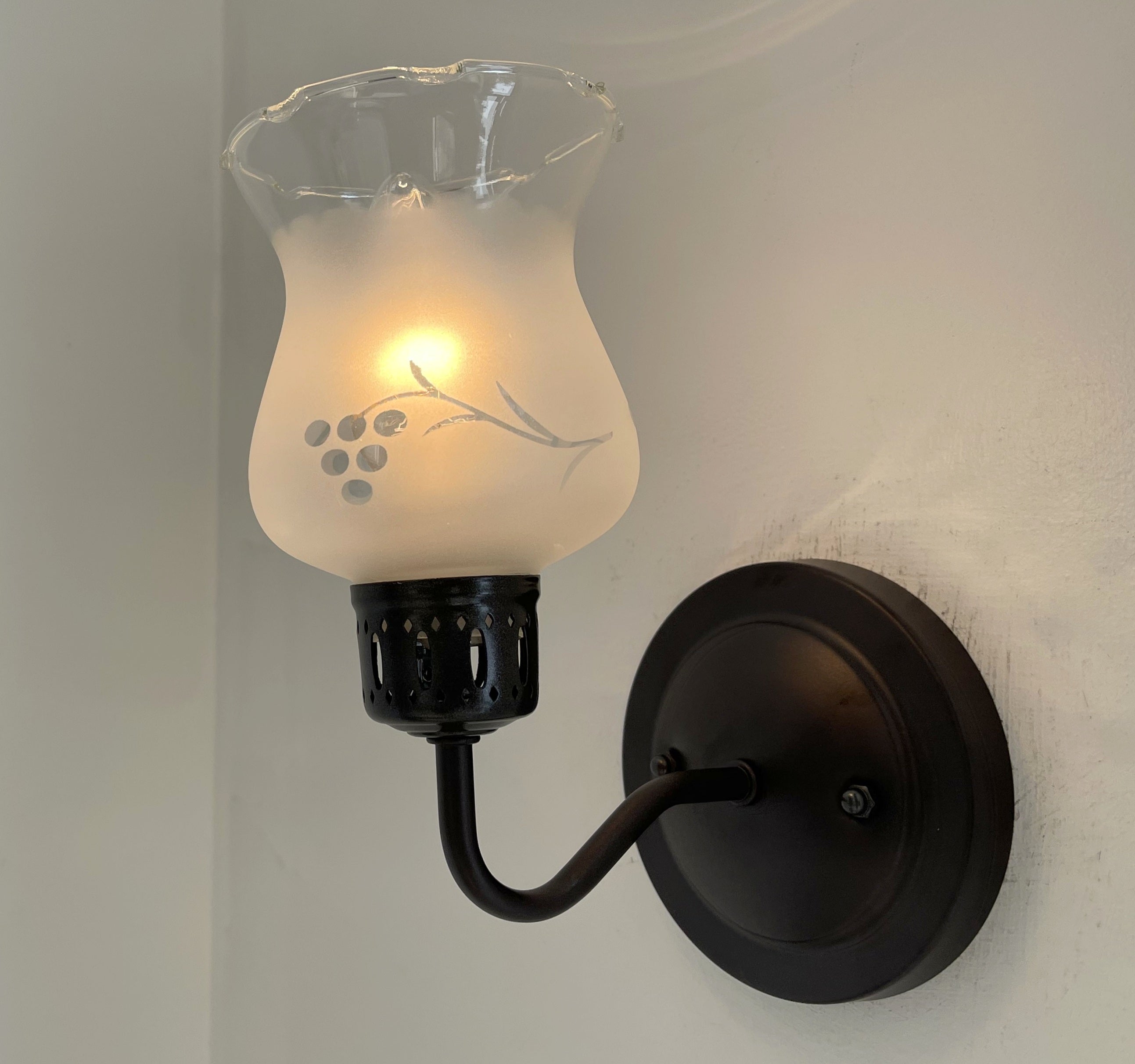 Etched Antique Glass Wall Sconce Light