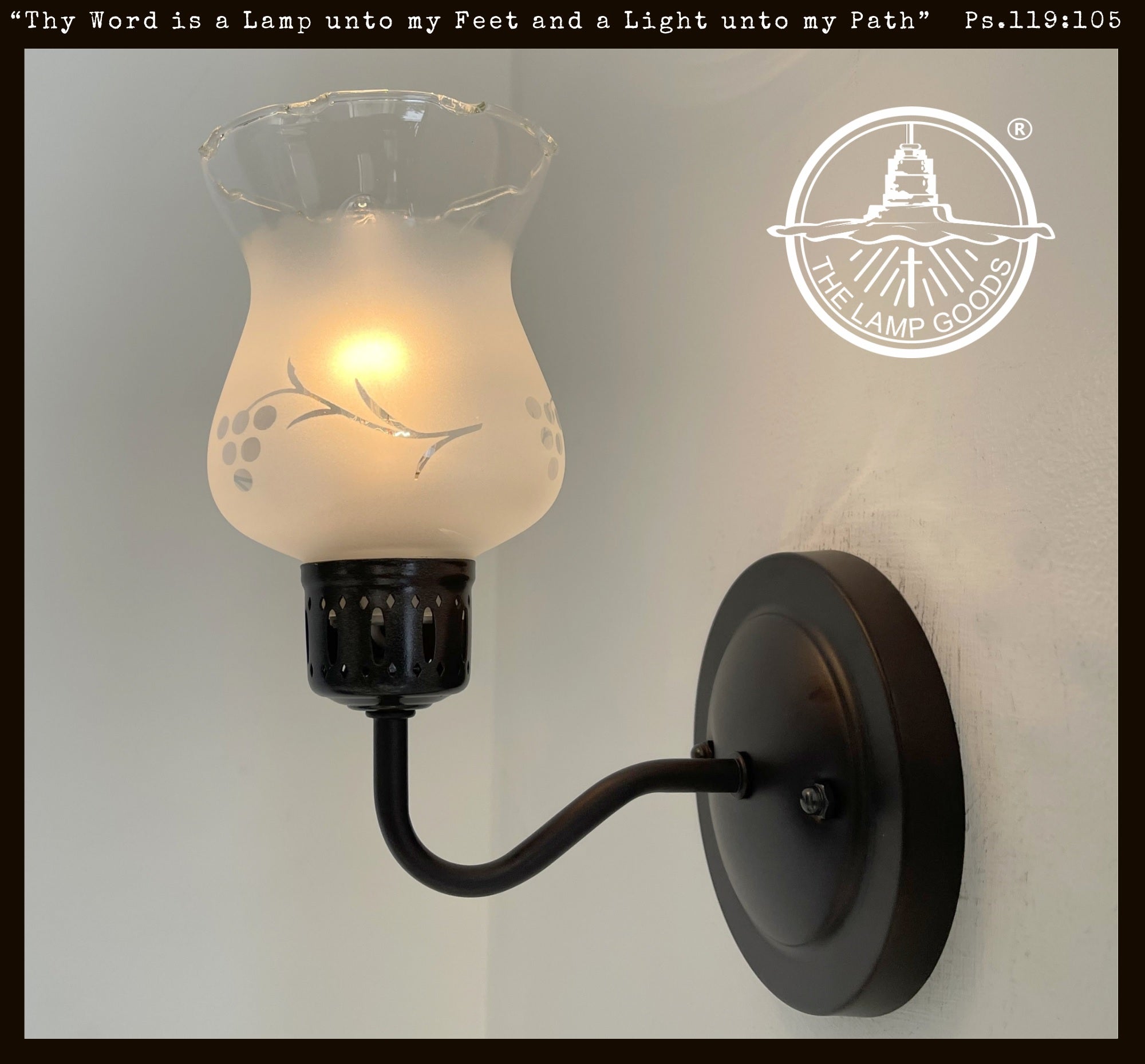 Etched Antique Glass Wall Sconce Light