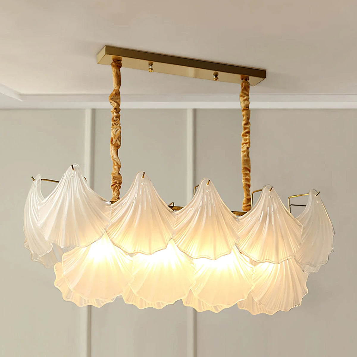 Ribbed Glass Shell Pendant Chandelier