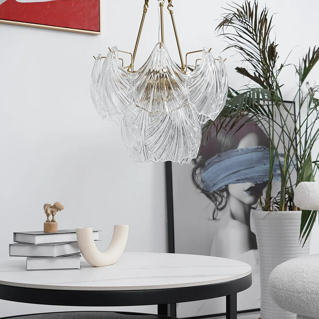 Ribbed Glass Shell Pendant Chandelier