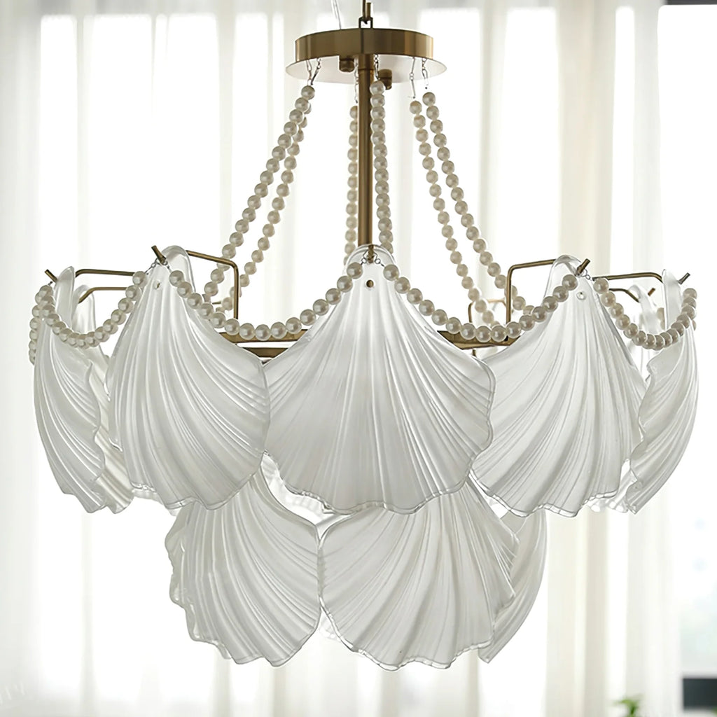 Ribbed Glass Shell Pendant Chandelier