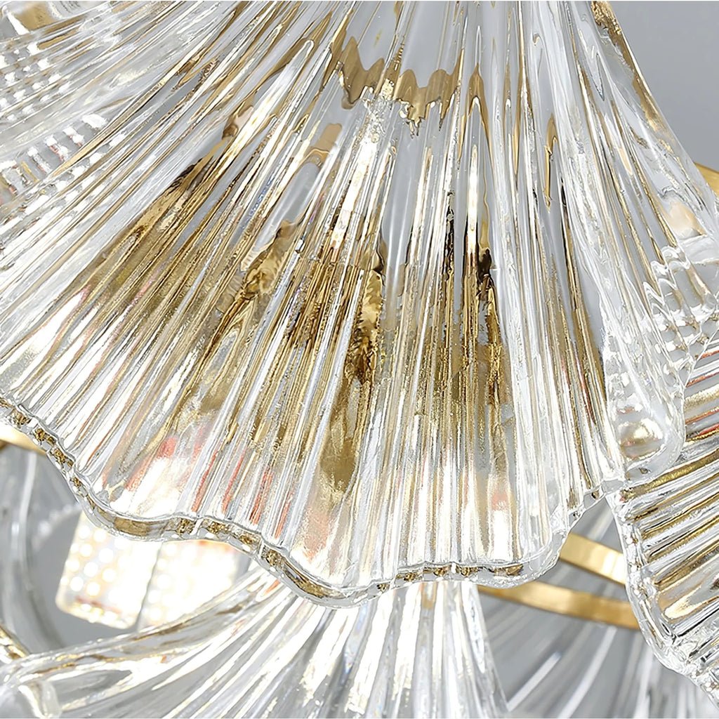 Ribbed Glass Shell Pendant Chandelier