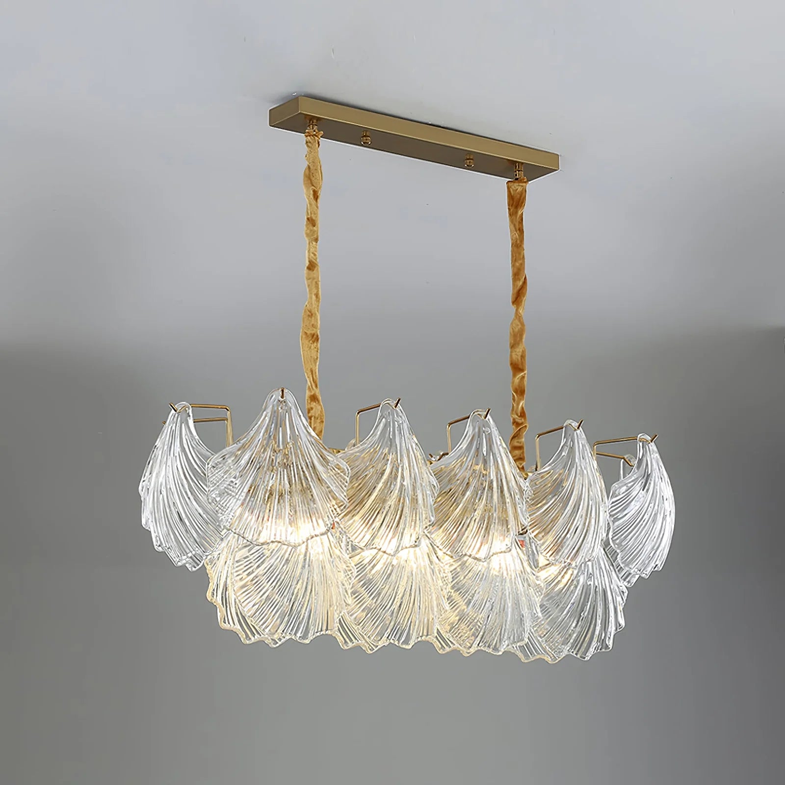Ribbed Glass Shell Pendant Chandelier