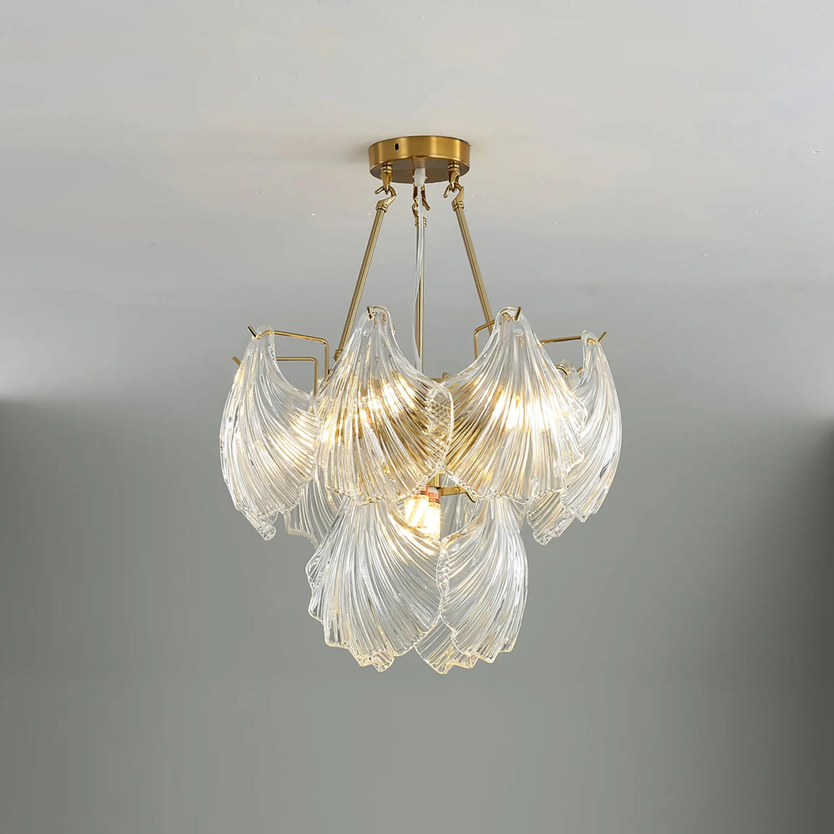 Ribbed Glass Shell Pendant Chandelier