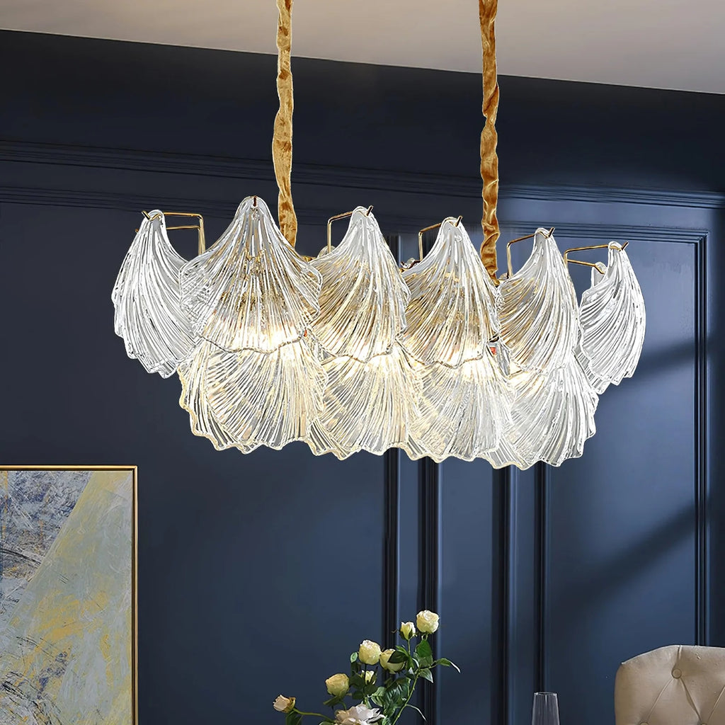 Ribbed Glass Shell Pendant Chandelier