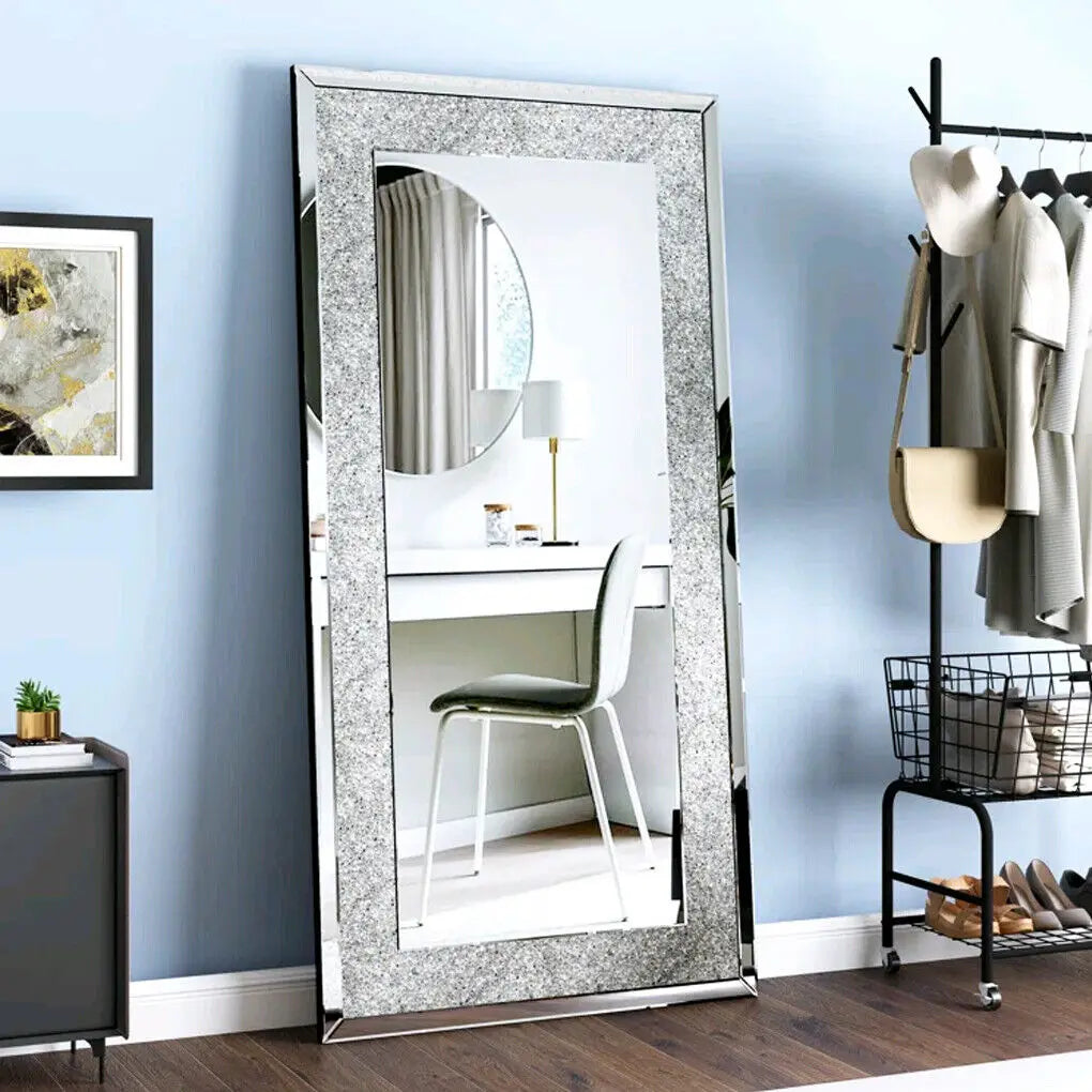 Crystal Rhinestone Frameless Vanity Mirror Wall Mounted