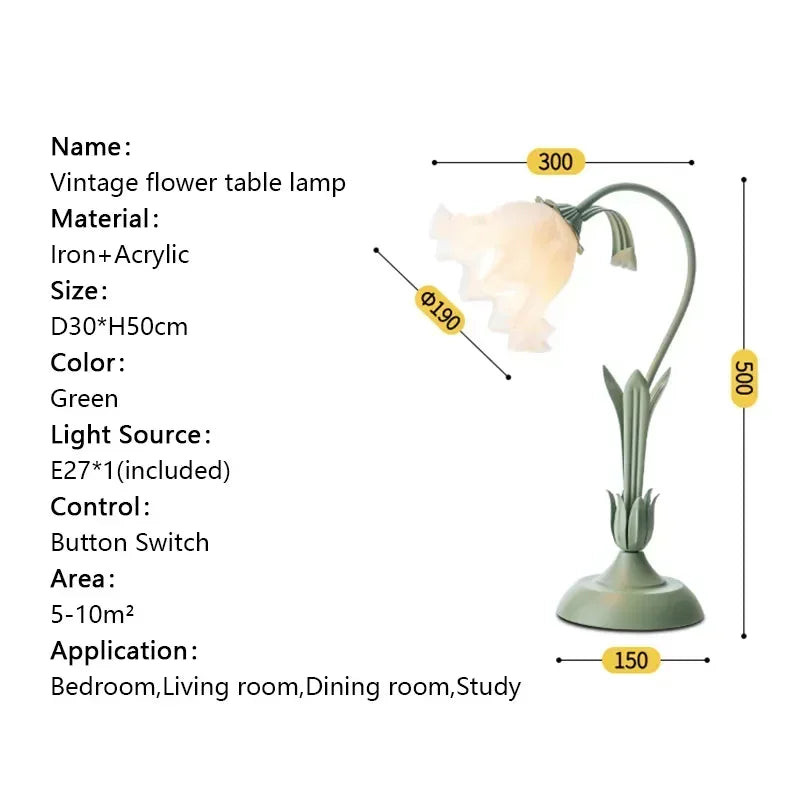 French Romantic Flower Desk Lamp