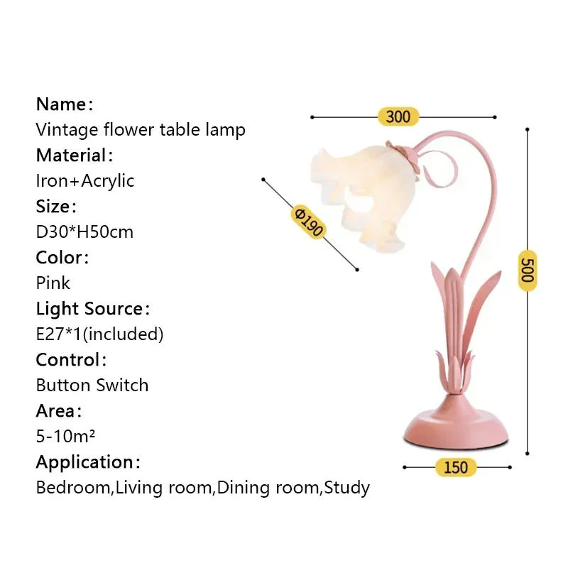 French Romantic Flower Desk Lamp