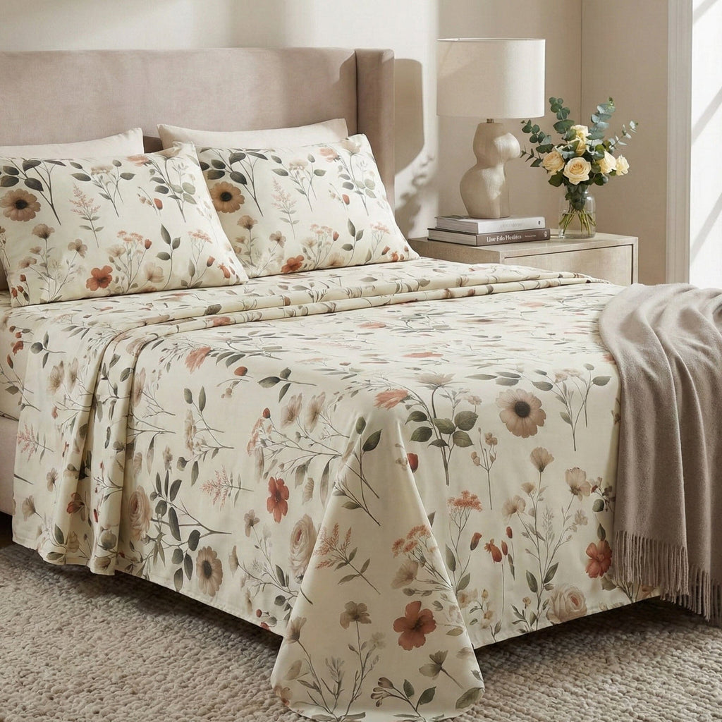 Enchanted Meadow Floral Microfiber Sheet Set