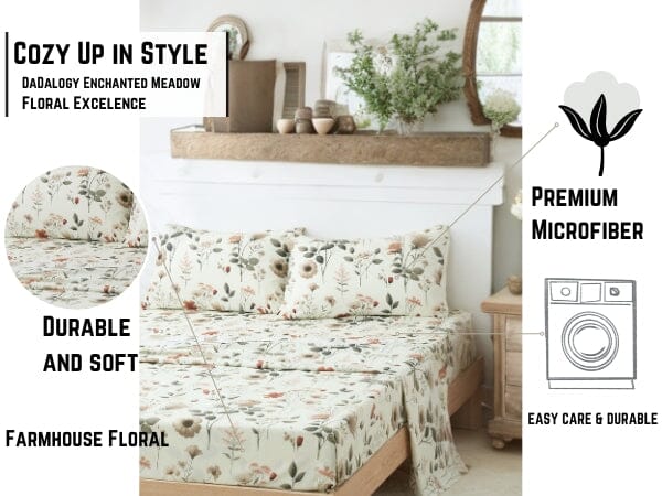 Enchanted Meadow Floral Microfiber Sheet Set