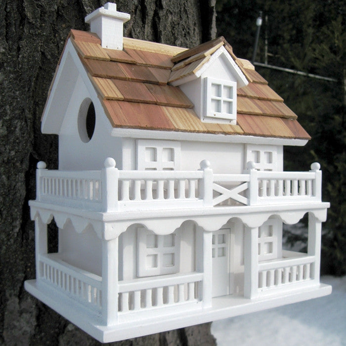 White Cottage Style Wood Birdhouse