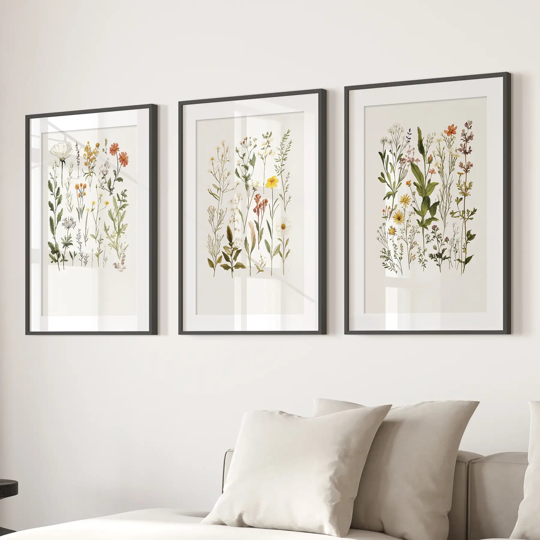 Watercolor Wildflower Floral Wall Art Set