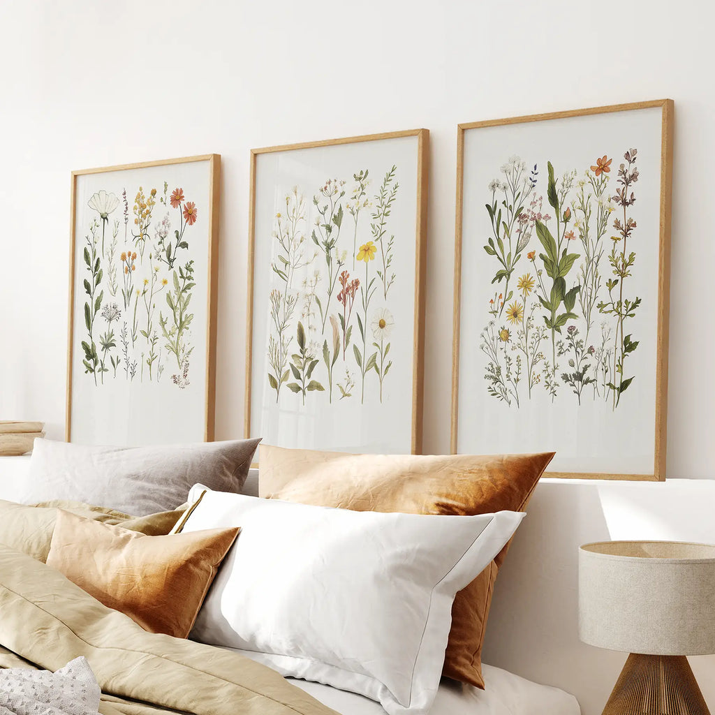 Watercolor Wildflower Floral Wall Art Set