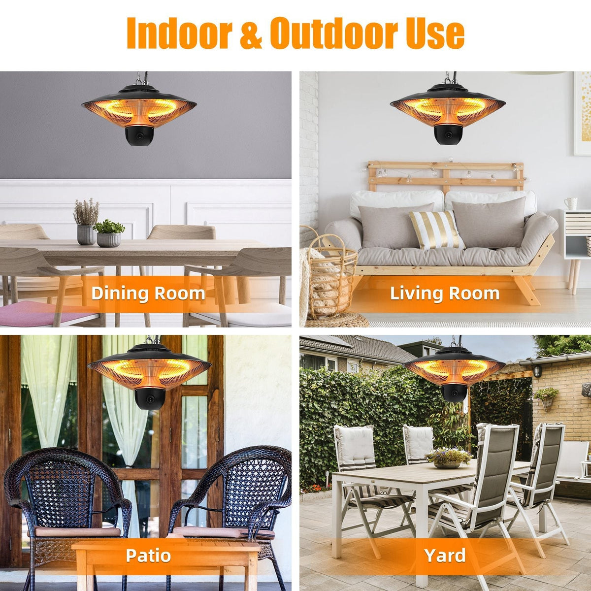 1500W Electric Hanging Patio Heater
