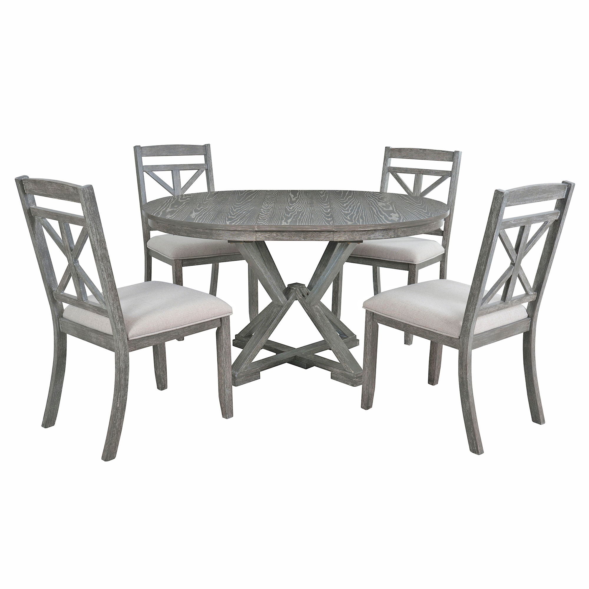 Dining Set With Extendable Round Table & Chairs