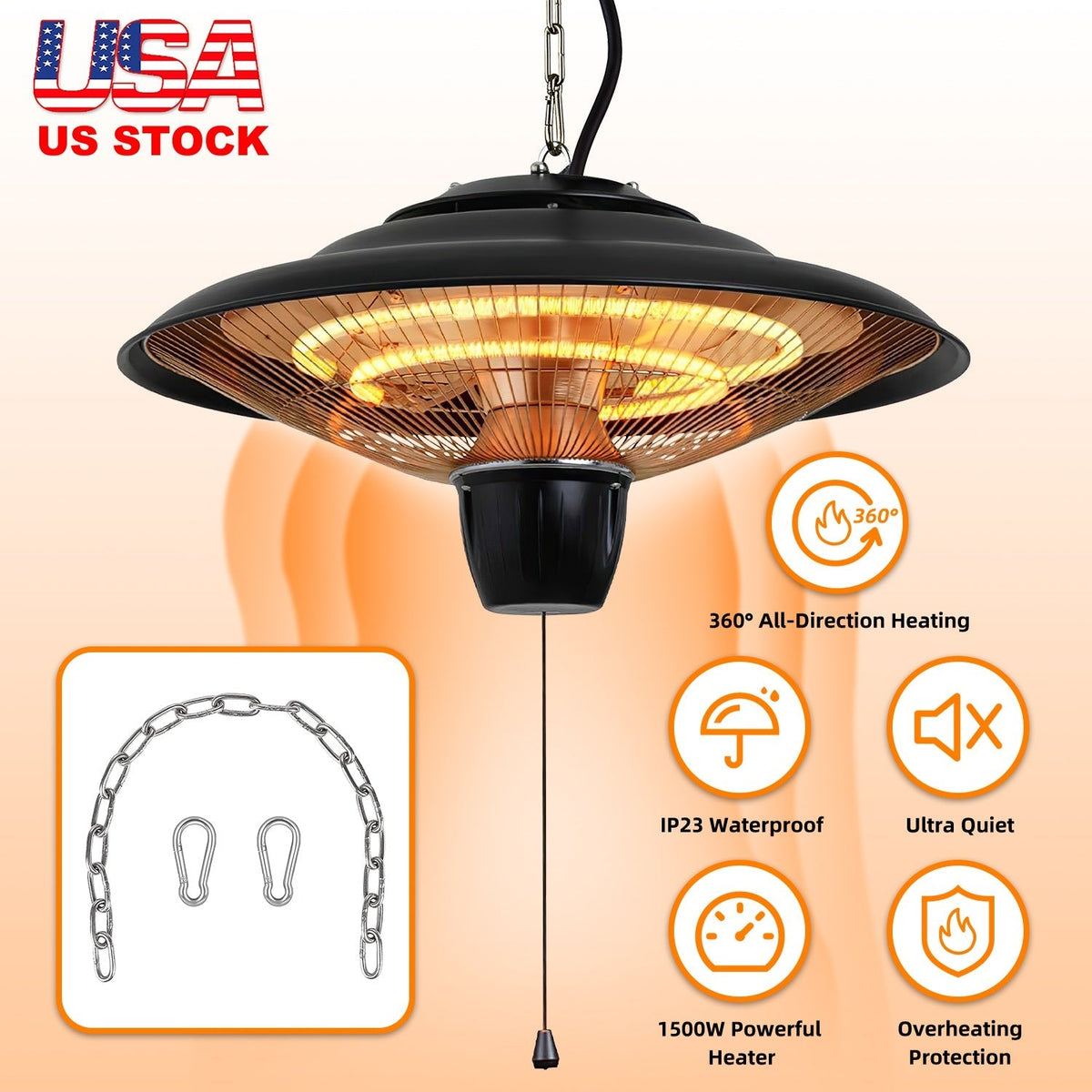 1500W Outdoor Hanging Patio Heater