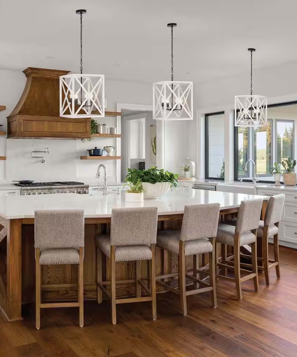 4-Light Distressed White Caged French Country Style Chandelier