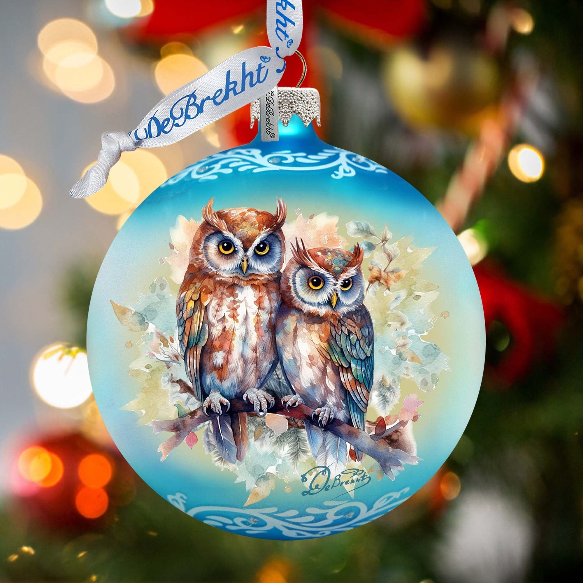 Wild Owls Ball Glass Ornament