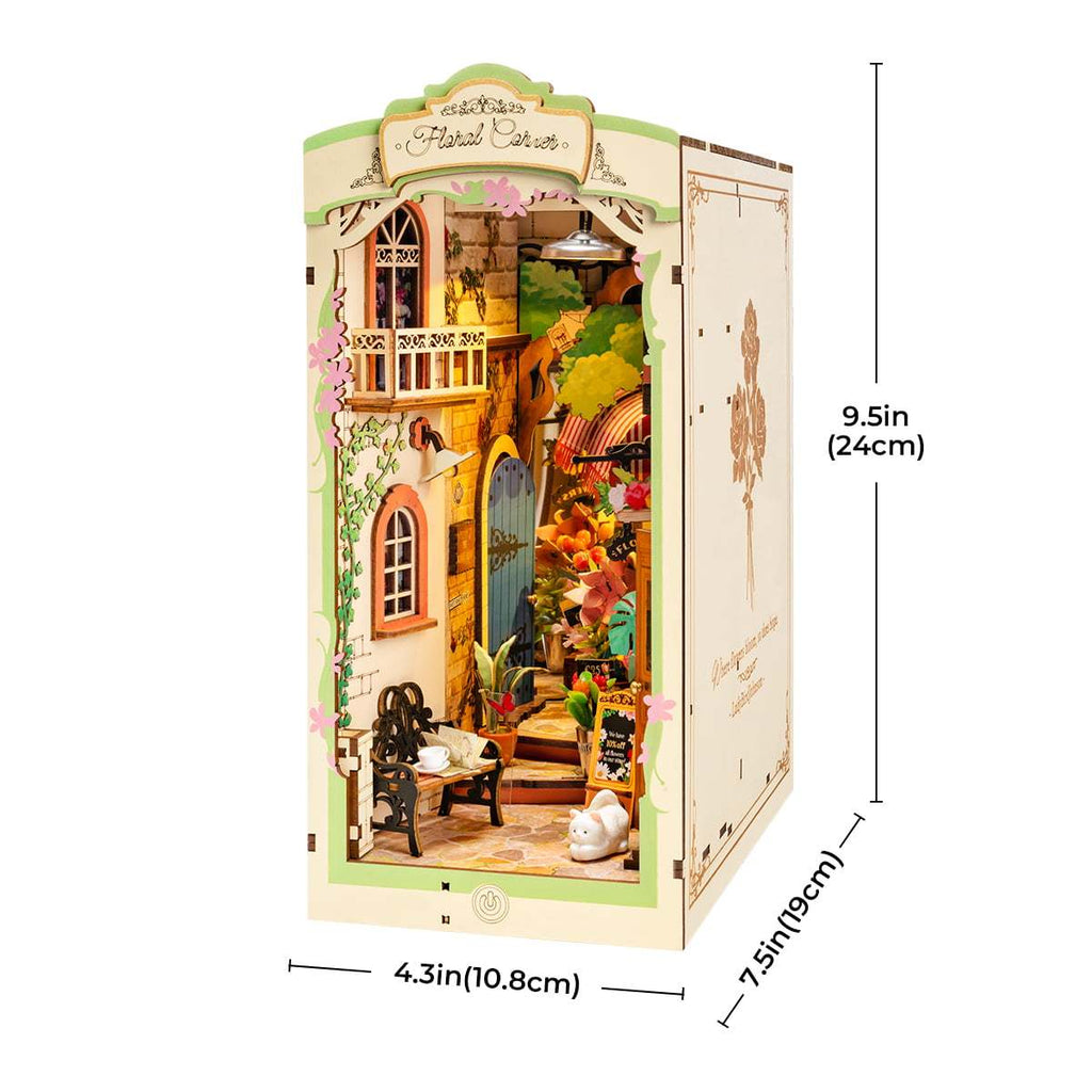 Floral Corner DIY Book Nook Shelf Insert