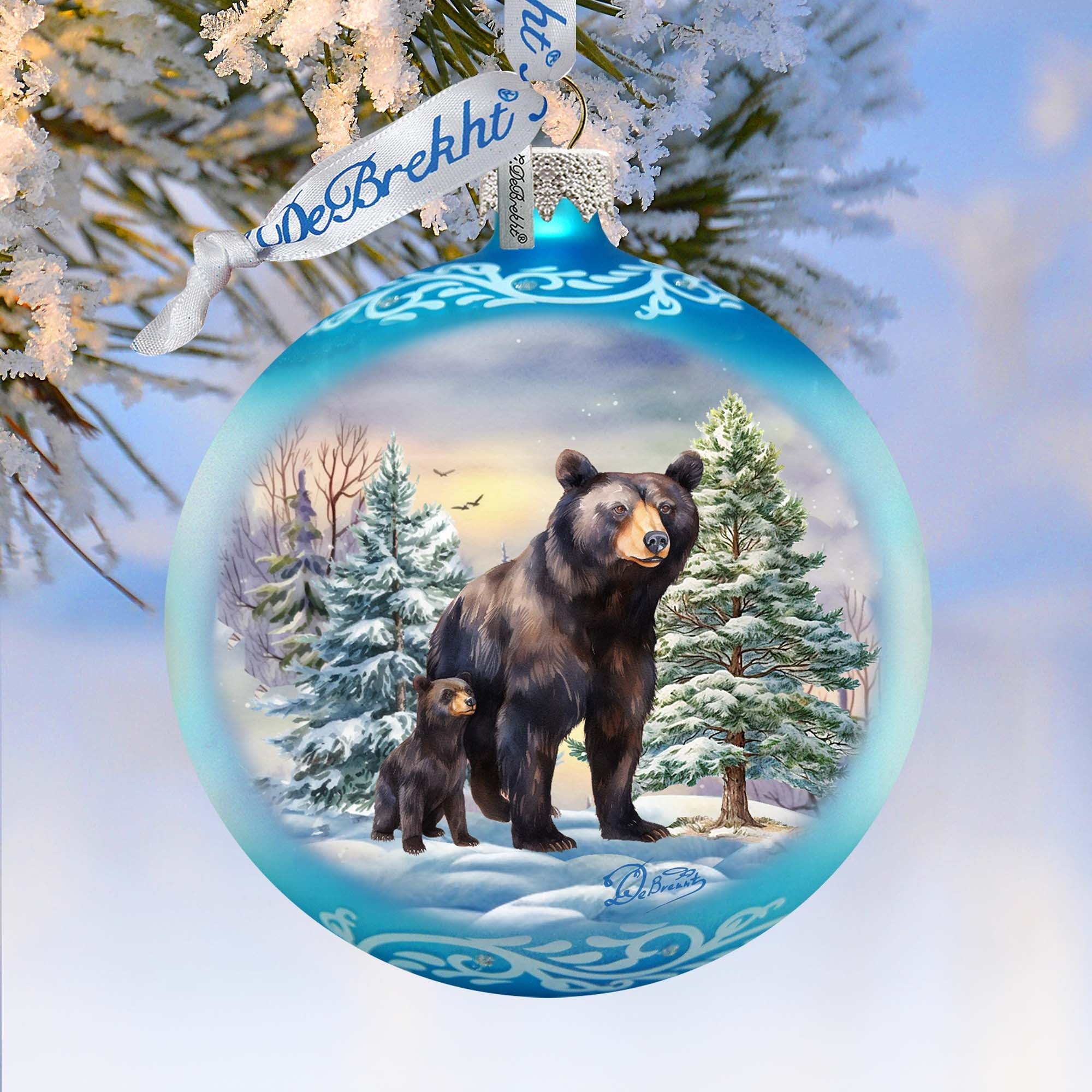Black Bears Ball Glass Ornament