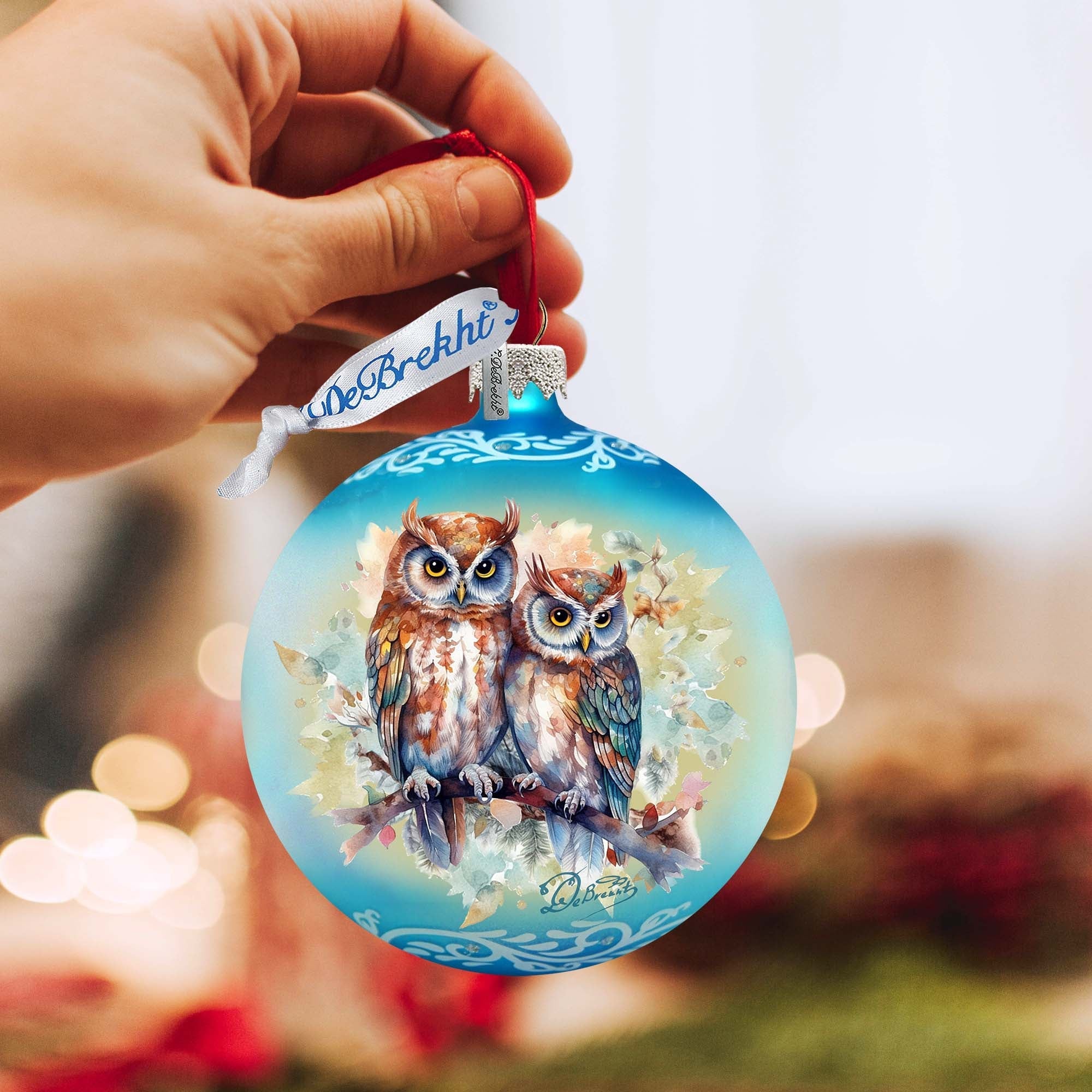 Wild Owls Ball Glass Ornament