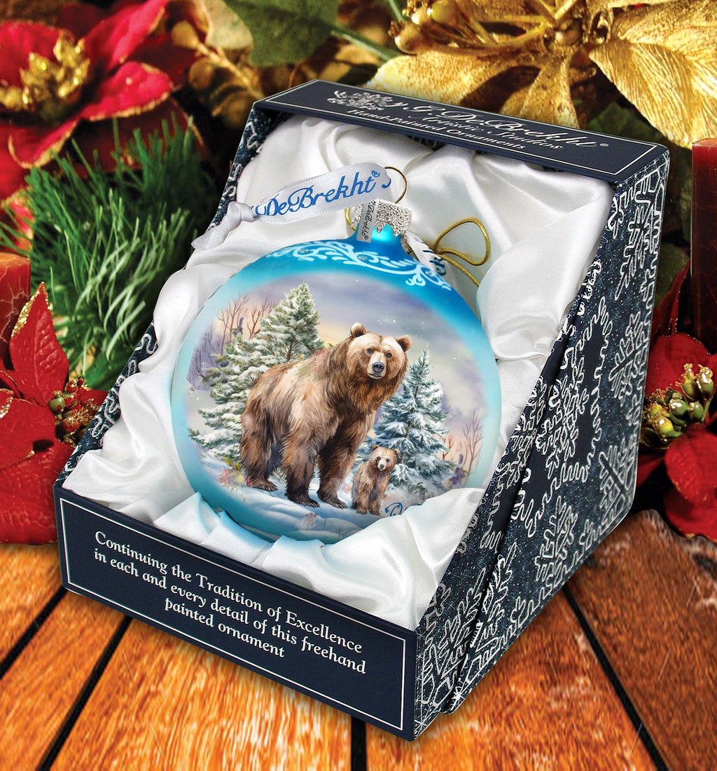 Grizzly Bears Ball Glass Ornament