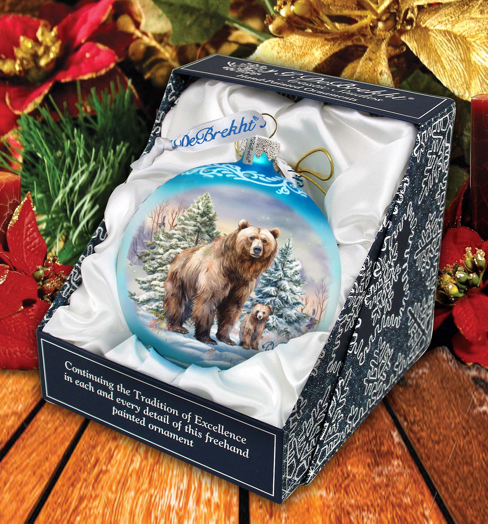 Grizzly Bears Ball Glass Ornament