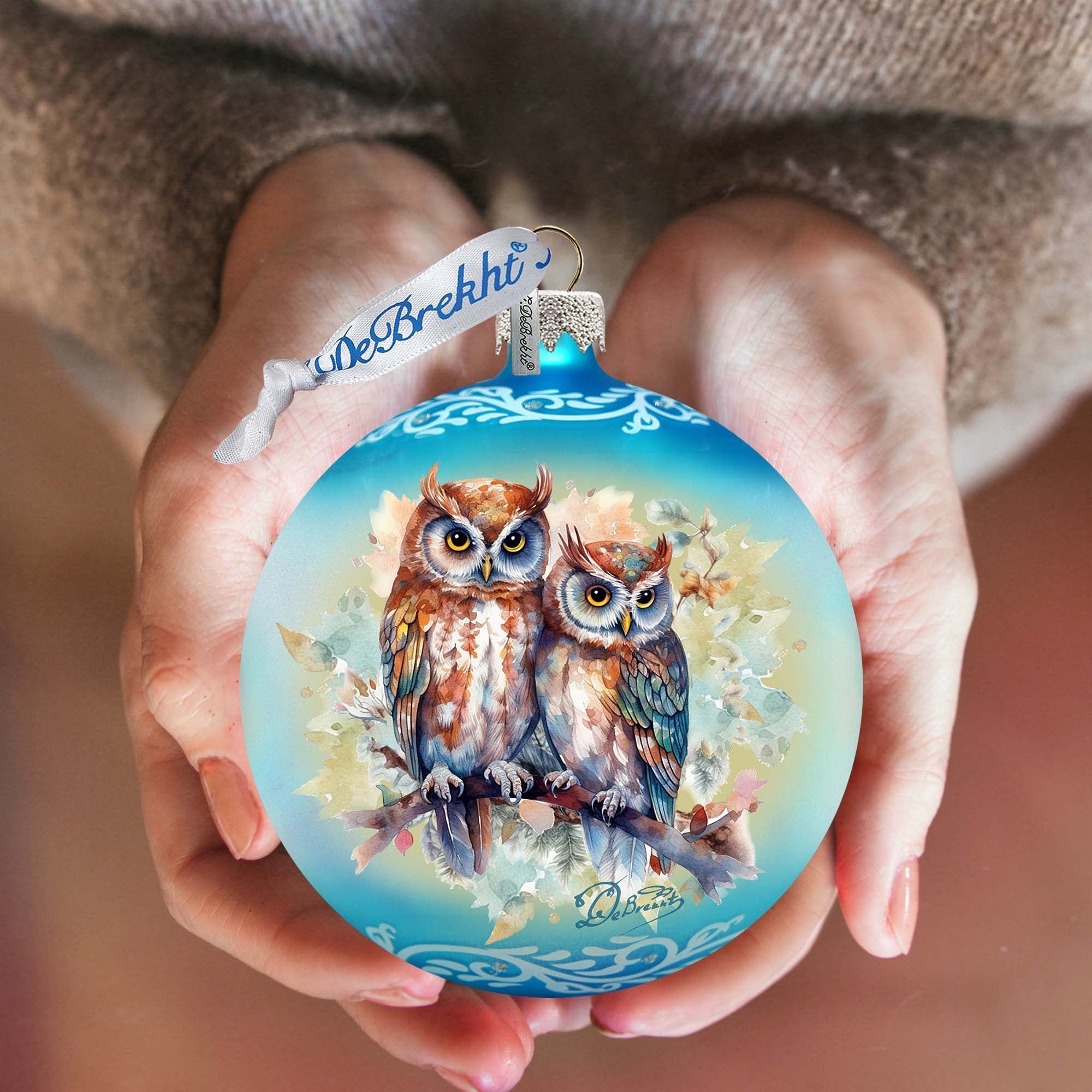 Wild Owls Ball Glass Ornament