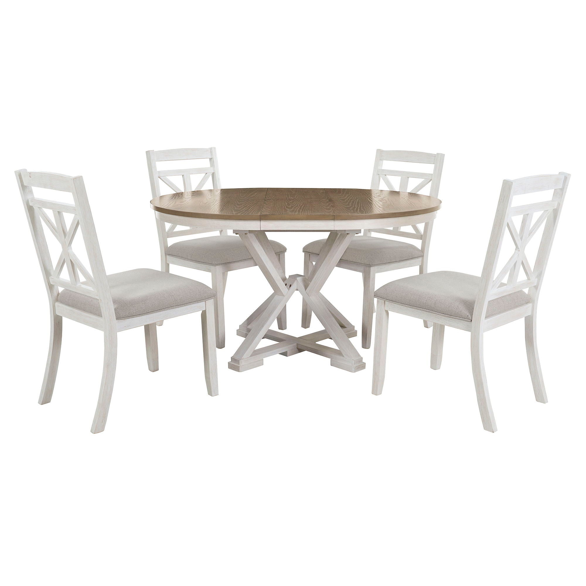 Dining Set With Extendable Round Table & Chairs