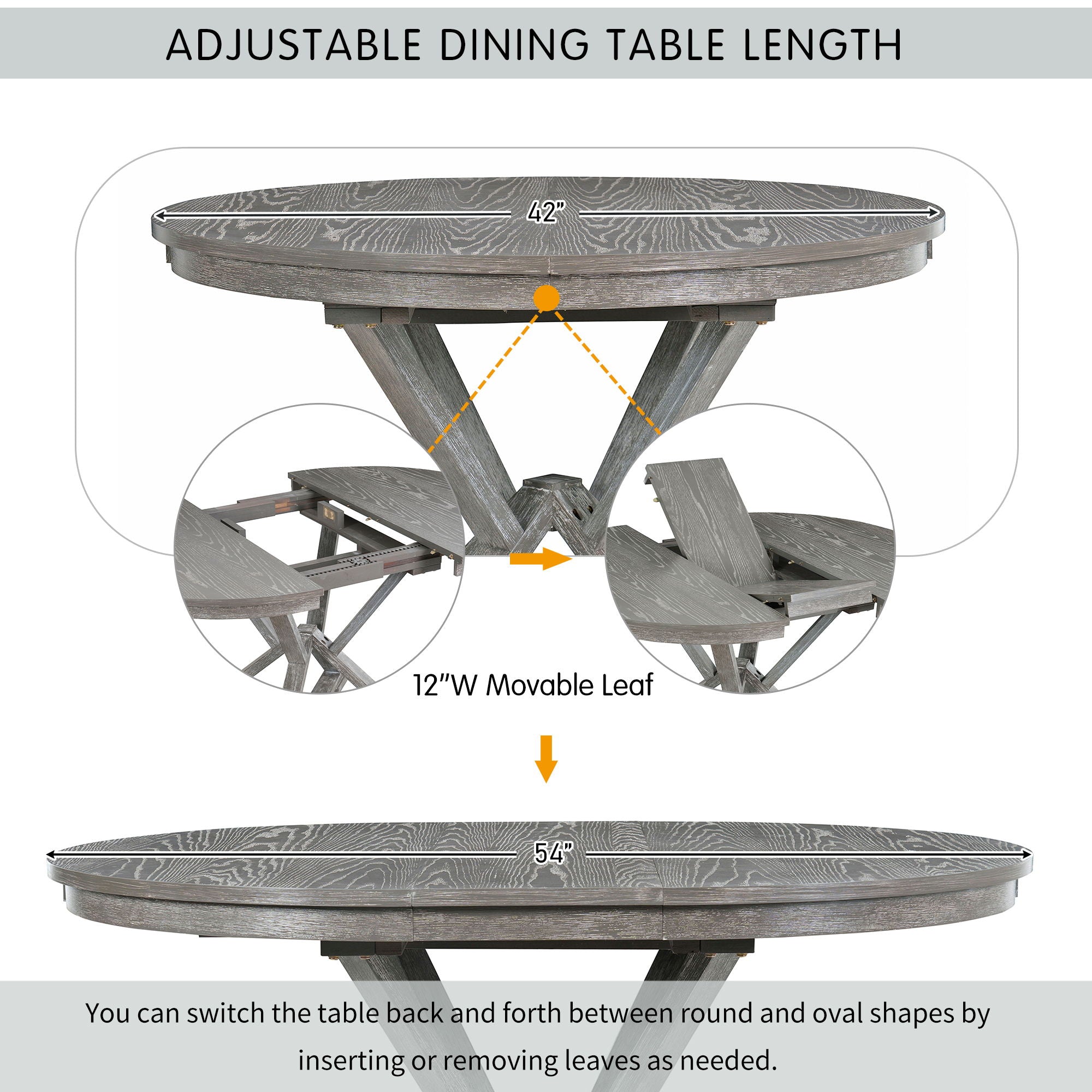 Dining Set With Extendable Round Table & Chairs