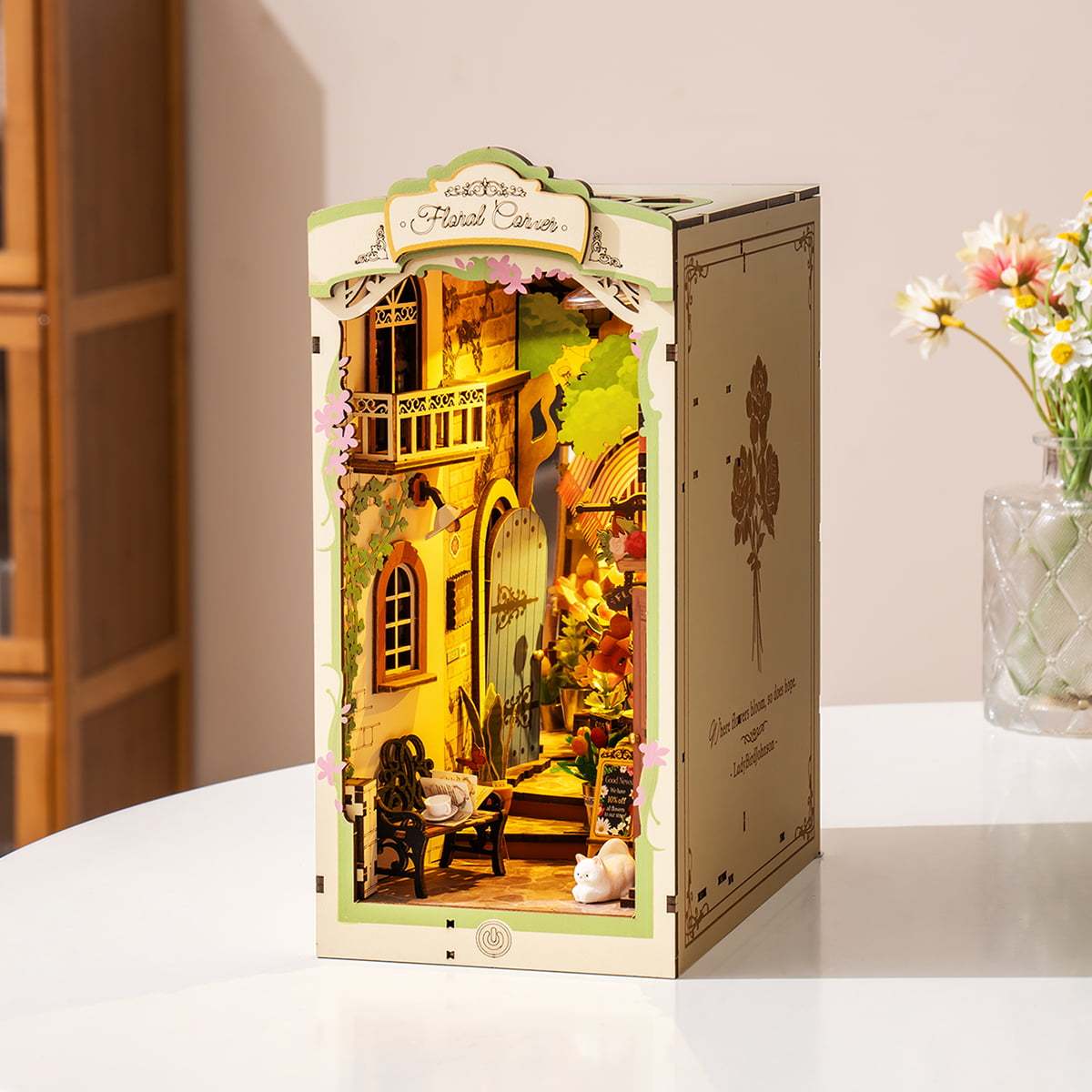 Floral Corner DIY Book Nook Shelf Insert