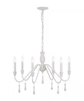 6-Light Distressed-White Beaded Cottage Chandelier