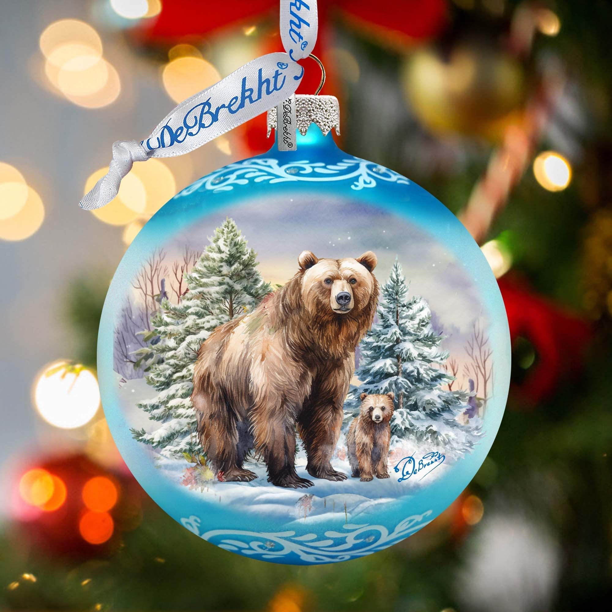 Grizzly Bears Ball Glass Ornament