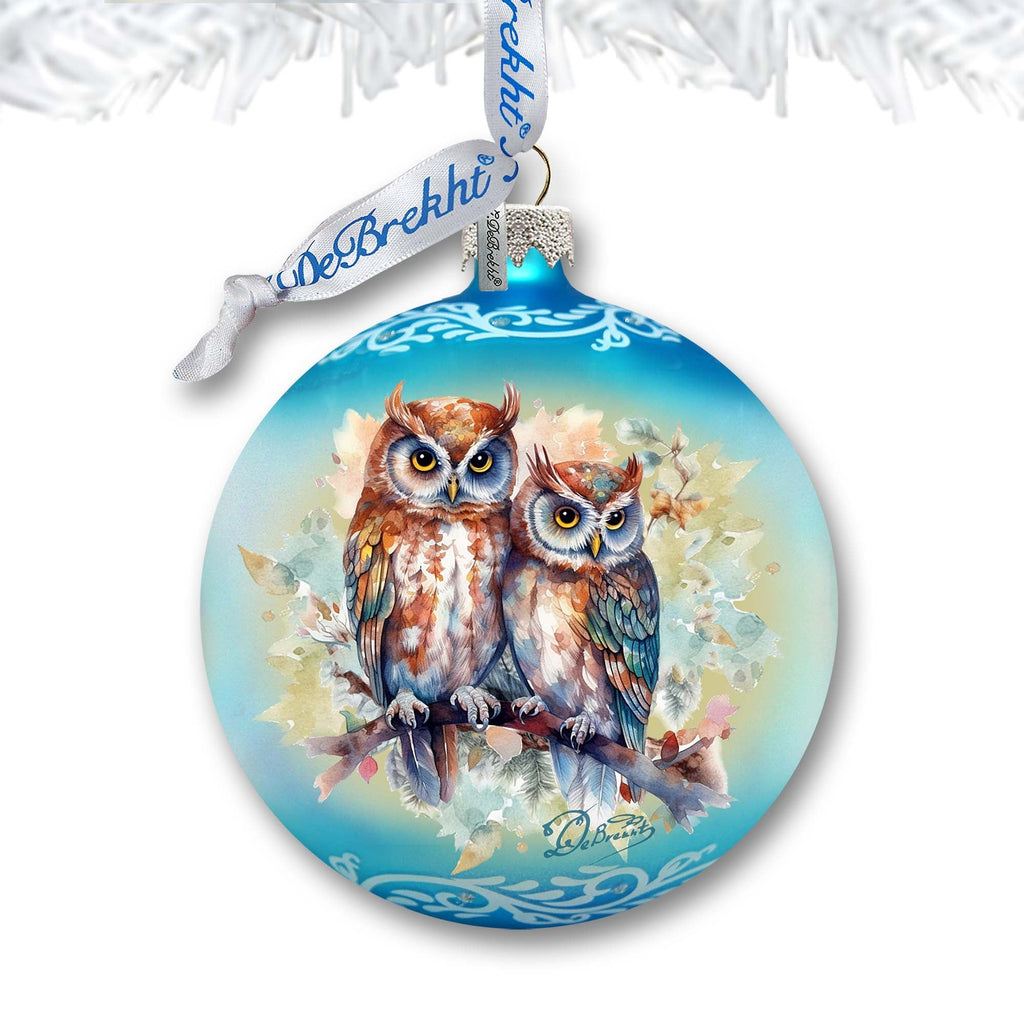 Wild Owls Ball Glass Ornament