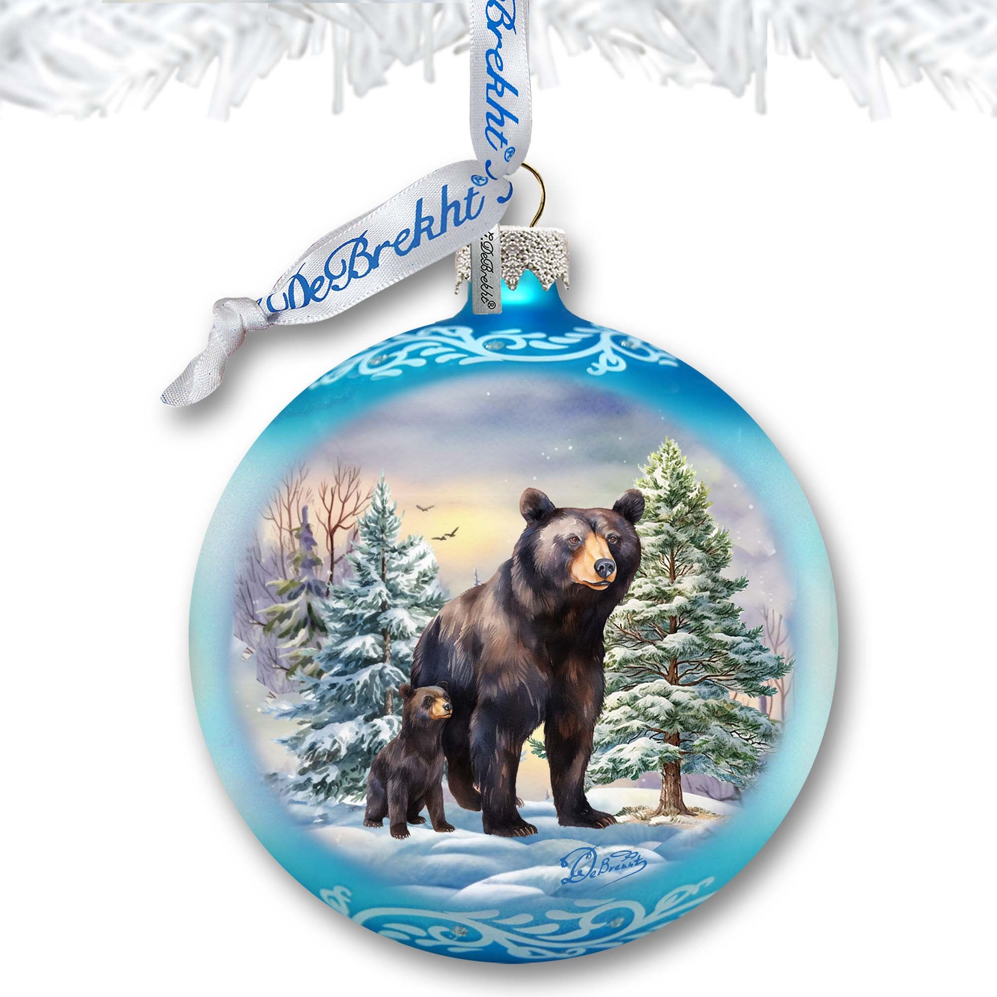 Black Bears Ball Glass Ornament