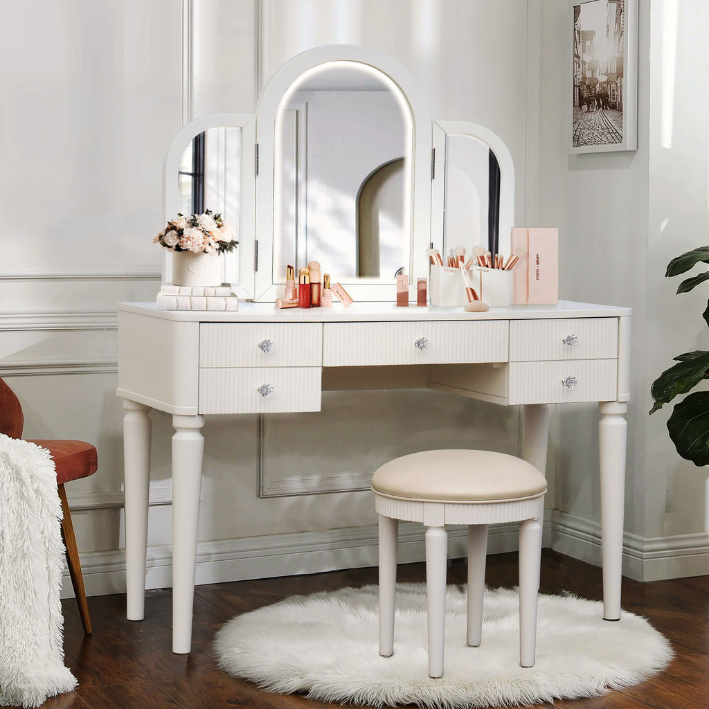 Makeup Vanity Table Set With Adjustable Lighting