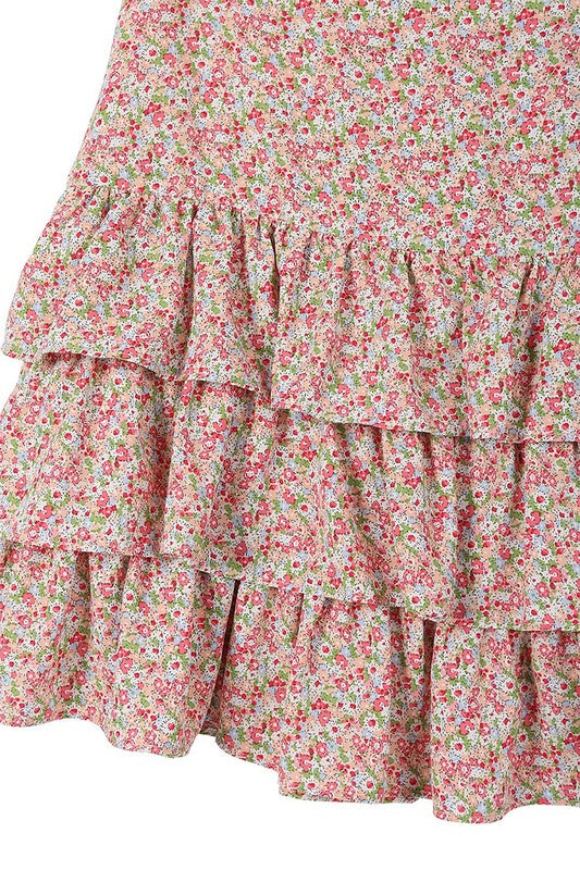 Ditsy Floral Ruffle Mini Skirt