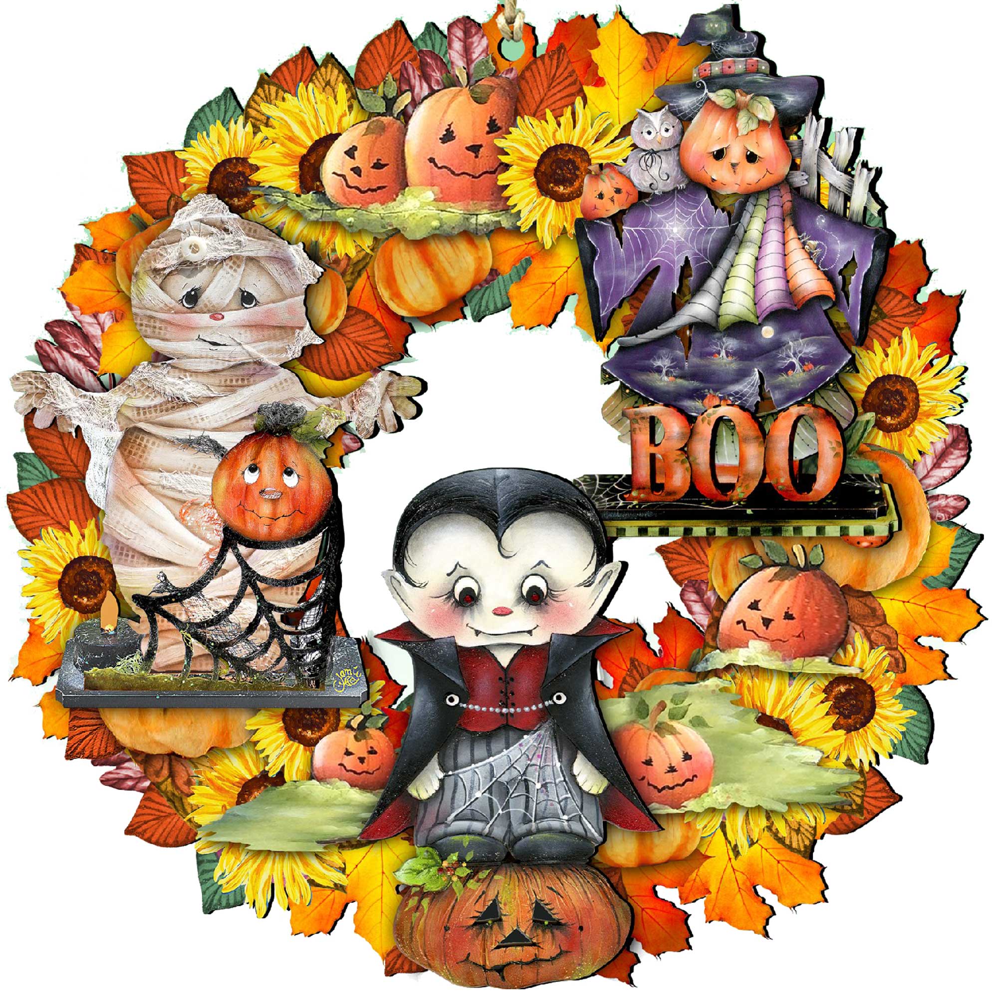 Halloween Holiday Door Wreath by G. DeBrekht - Thanksgiving Halloween Decor - 8185316H
