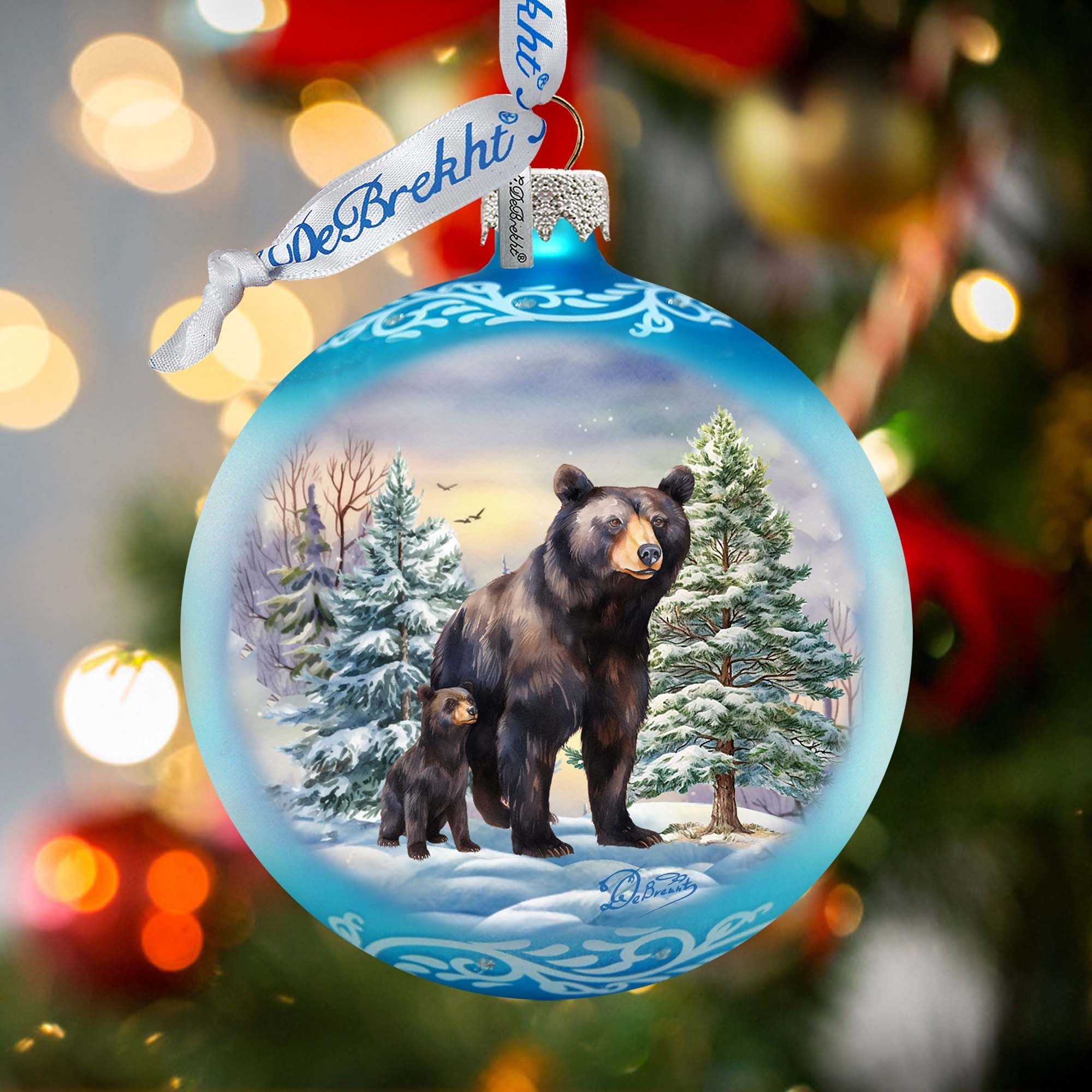 Black Bears Ball Glass Ornament