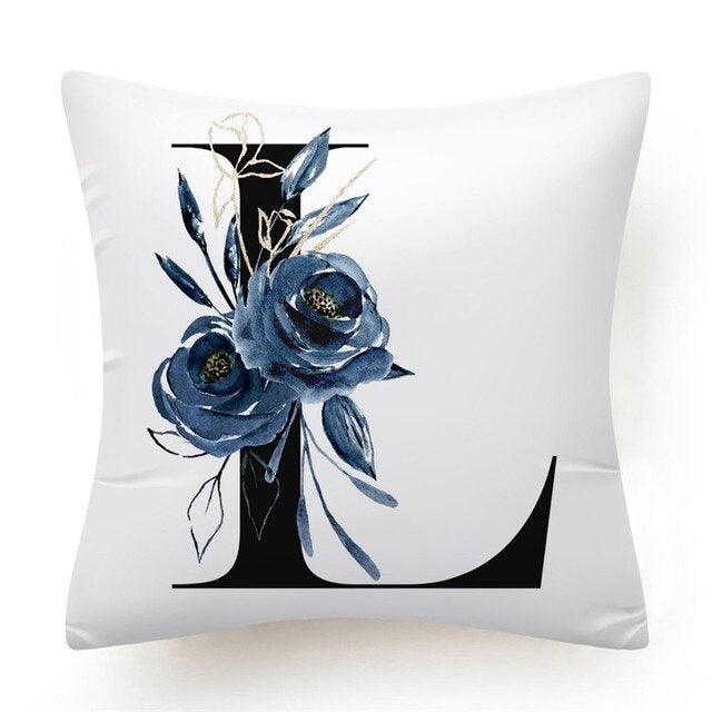 Floral Pillow Covers Alphabet
