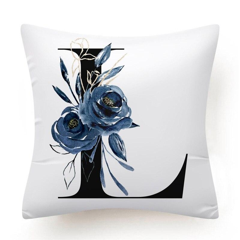 Floral Pillow Covers Alphabet