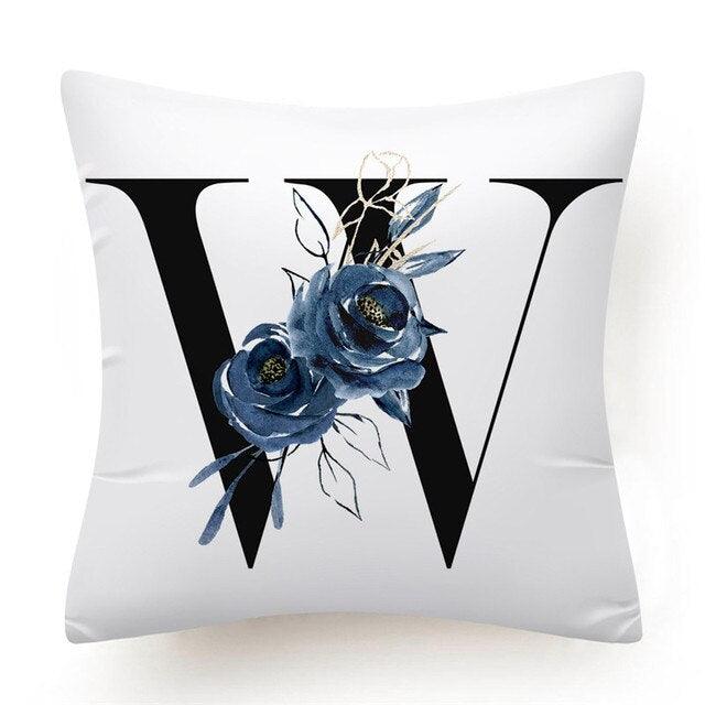 Floral Pillow Covers Alphabet