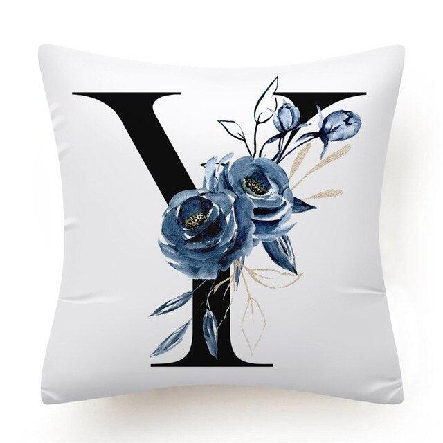 Floral Pillow Covers Alphabet