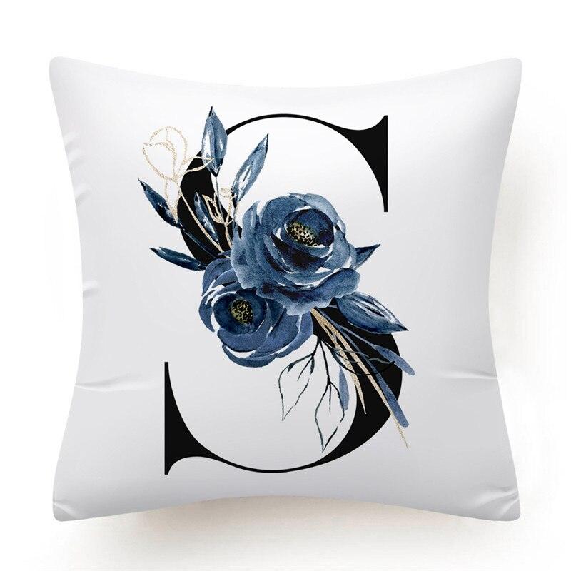 Floral Pillow Covers Alphabet