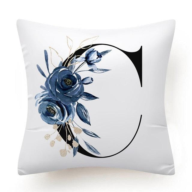 Floral Pillow Covers Alphabet