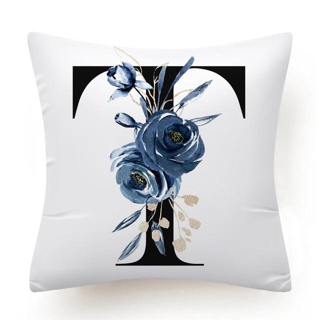 Floral Pillow Covers Alphabet