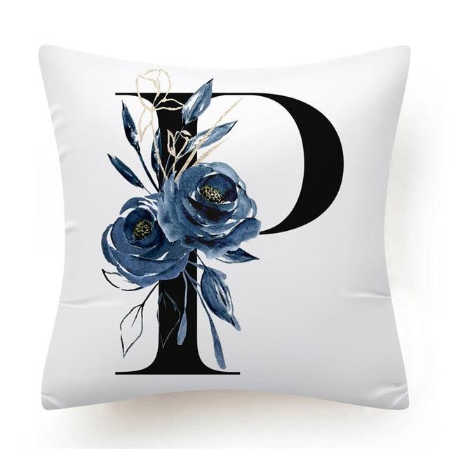 Floral Pillow Covers Alphabet